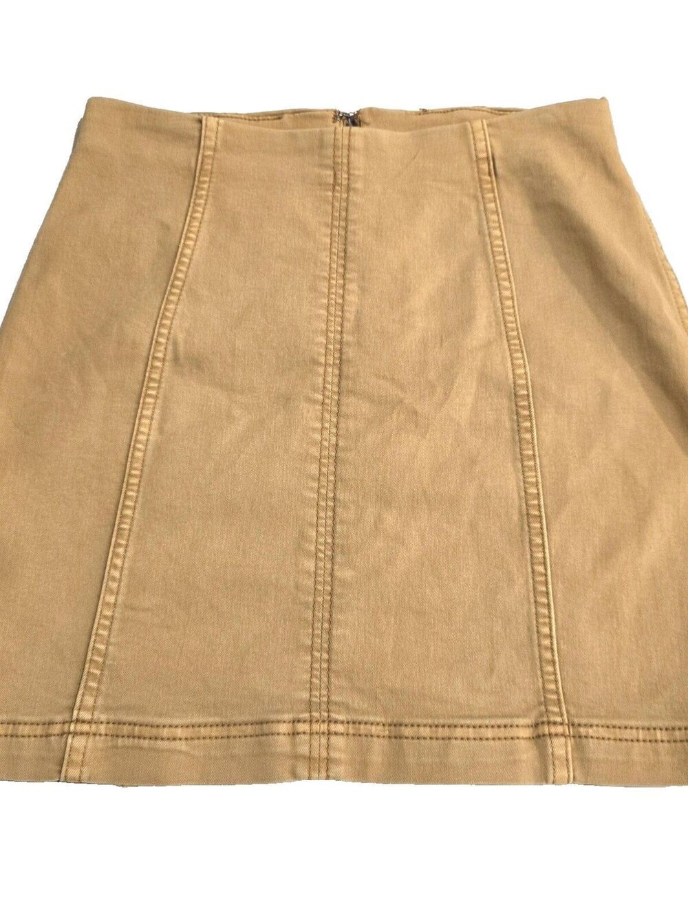 Free‎ People Modern Femme Tan Stretch Denim Mini Skirt Womens Size 4